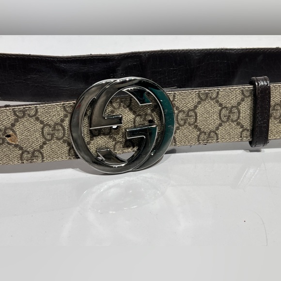 Gucci monogram GG brown canvas belt Sz 42 - Picture 3 of 6
